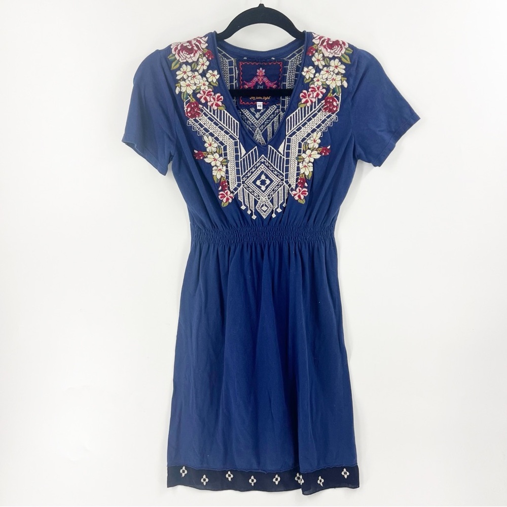 Johnny Was Blue Embroidered Dress
